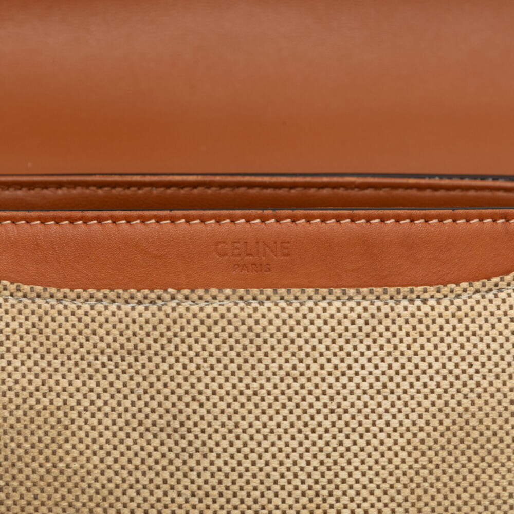 Celine 16 Seize Besace Crossbody Shoulder Bag, Brown/Beige Leather/Canvas, Wo... - Picture 5 of 6